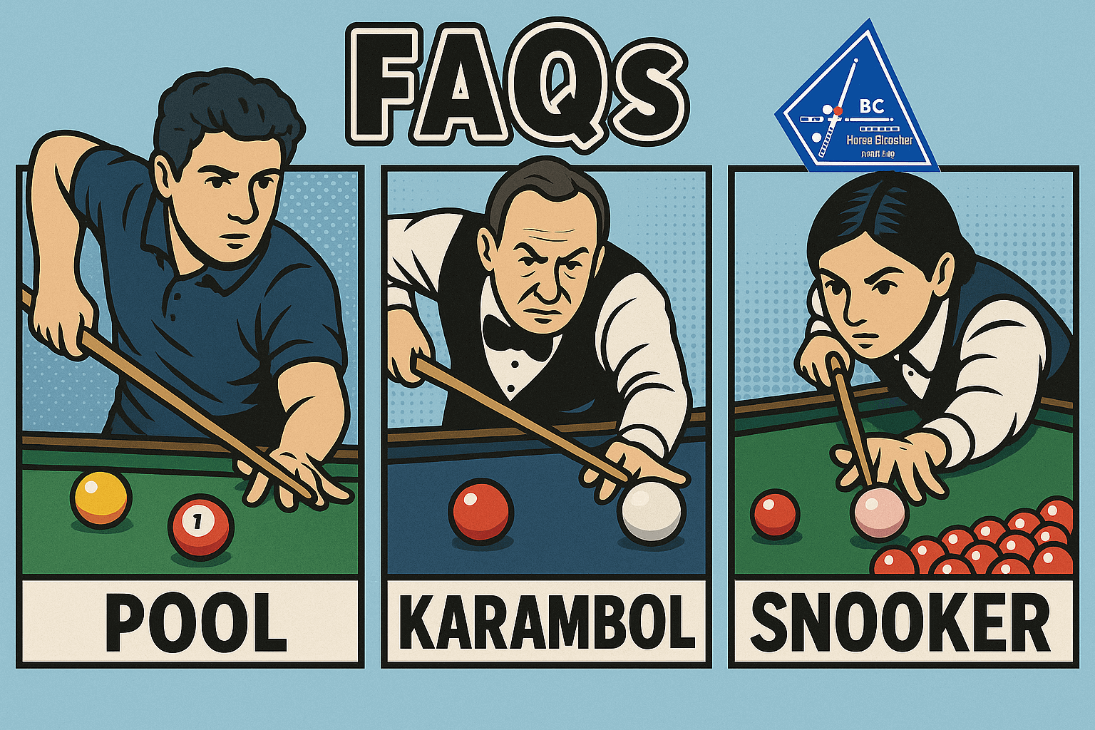 Häufig gestellte Fragen zu Pool, Karambol und Snooker.