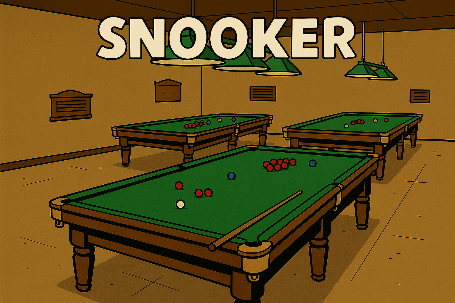 Snooker-Tische mit grünem Filz und bunten Bällen im Vereinsheim - Das königliche Spiel mit 21 Bällen und taktischer Tiefe